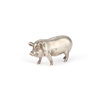 Lot 218 - A CAST SILVER MODEL OF A PIG