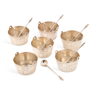 Lot 274 - A SET OF SIX VICTORIAN SILVER NOVELTY SALTS