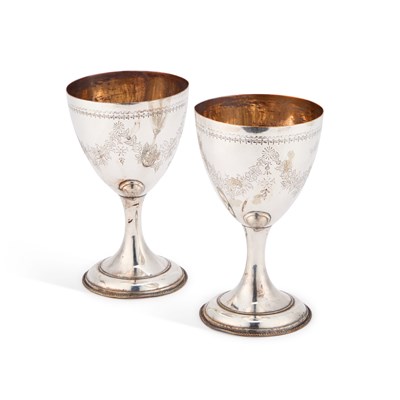 Lot 108 - A PAIR OF OLD SHEFFIELD PLATE GOBLETS