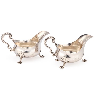 Lot 389 - A PAIR OF GEORGE II SILVER SAUCEBOATS