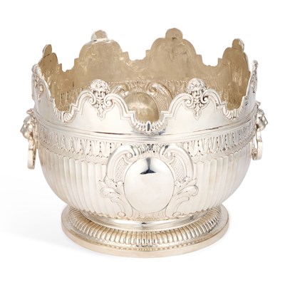 Lot 186 - A HUGE QUEEN ANNE STYLE SILVER MONTEITH BOWL