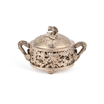 Lot 125 - A CHINESE SILVER BUTTER DISH