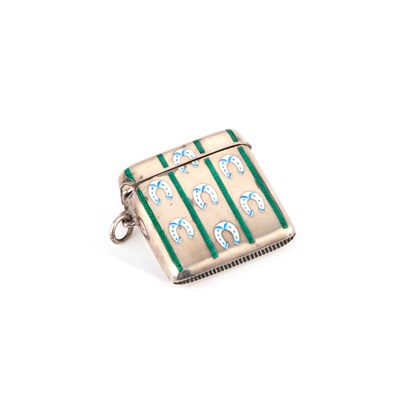 Lot 270 - AN EDWARDIAN SILVER AND ENAMEL VESTA CASE