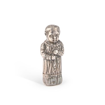 Lot 160 - A 19TH CENTURY CONTINENTAL SILVER FIGURAL VESTA CASE