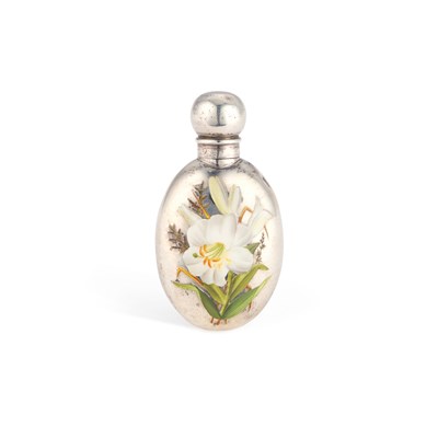Lot 317 - A VICTORIAN SILVER AND ENAMEL SCENT BOTTLE