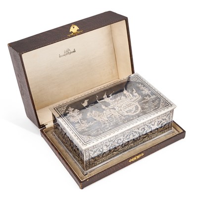 Lot 126 - A FINE THAI SILVER AND NIELLO CIGAR BOX