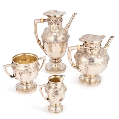 Lot 323 - A VICTORIAN SILVER FOUR-PIECE TEA SERVICE