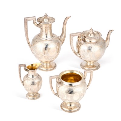 Lot 293 - A VICTORIAN SILVER FOUR-PIECE TEA SERVICE