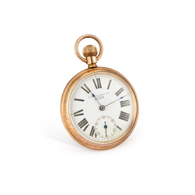 Lot 163 - A GOLD PLATED OPEN FACED POCKET WATCH