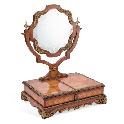 Lot 676 - A 19TH CENTURY ORMOLU-MOUNTED KINGWOOD DRESSING TABLE MIRROR