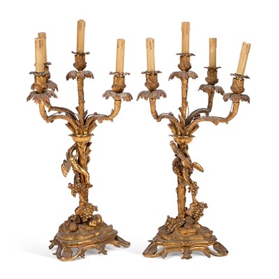 Lot 538 - A LARGE PAIR OF NAPOLEON III GILT-BRONZE CANDELABRA