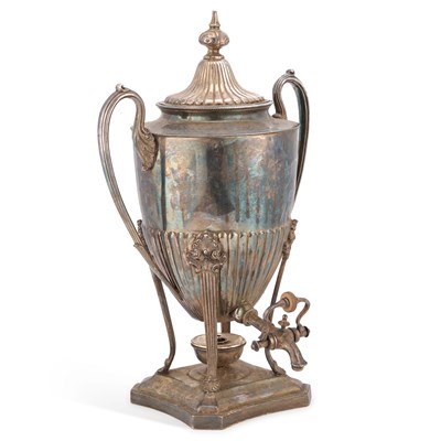 Lot 103 - A 19TH CENTURY SILVER-PLATED SAMOVAR