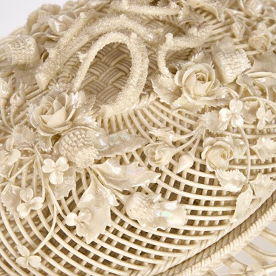 Lot A BELLEEK PORCELAIN COVERED BASKET
