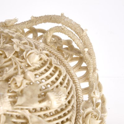 Lot A BELLEEK PORCELAIN COVERED BASKET