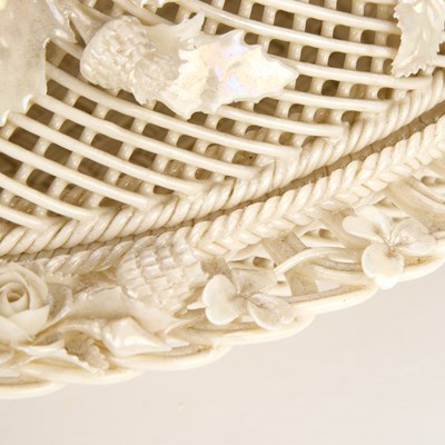 Lot A BELLEEK PORCELAIN COVERED BASKET