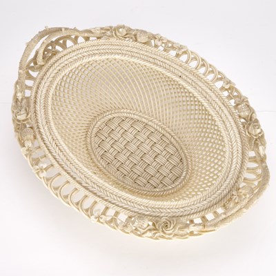 Lot A BELLEEK PORCELAIN COVERED BASKET