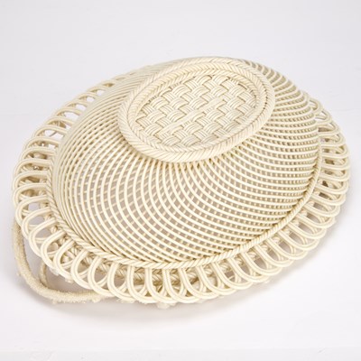 Lot A BELLEEK PORCELAIN COVERED BASKET