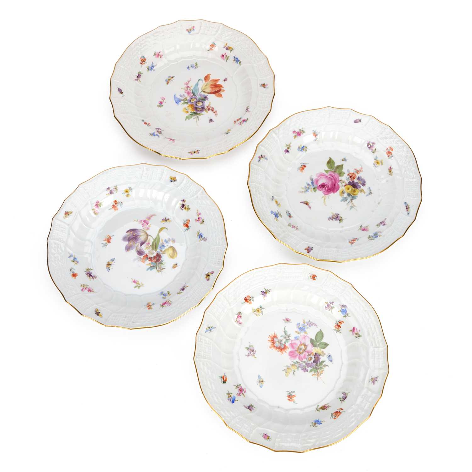Lot A SET OF FOUR MEISSEN PLATES