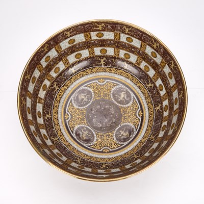 Lot A LARGE CRACKLE-GLAZED 'MEDALLIONS' BOWL