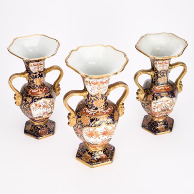 Lot A GARNITURE OF THREE MASON’S IRONSTONE VASES