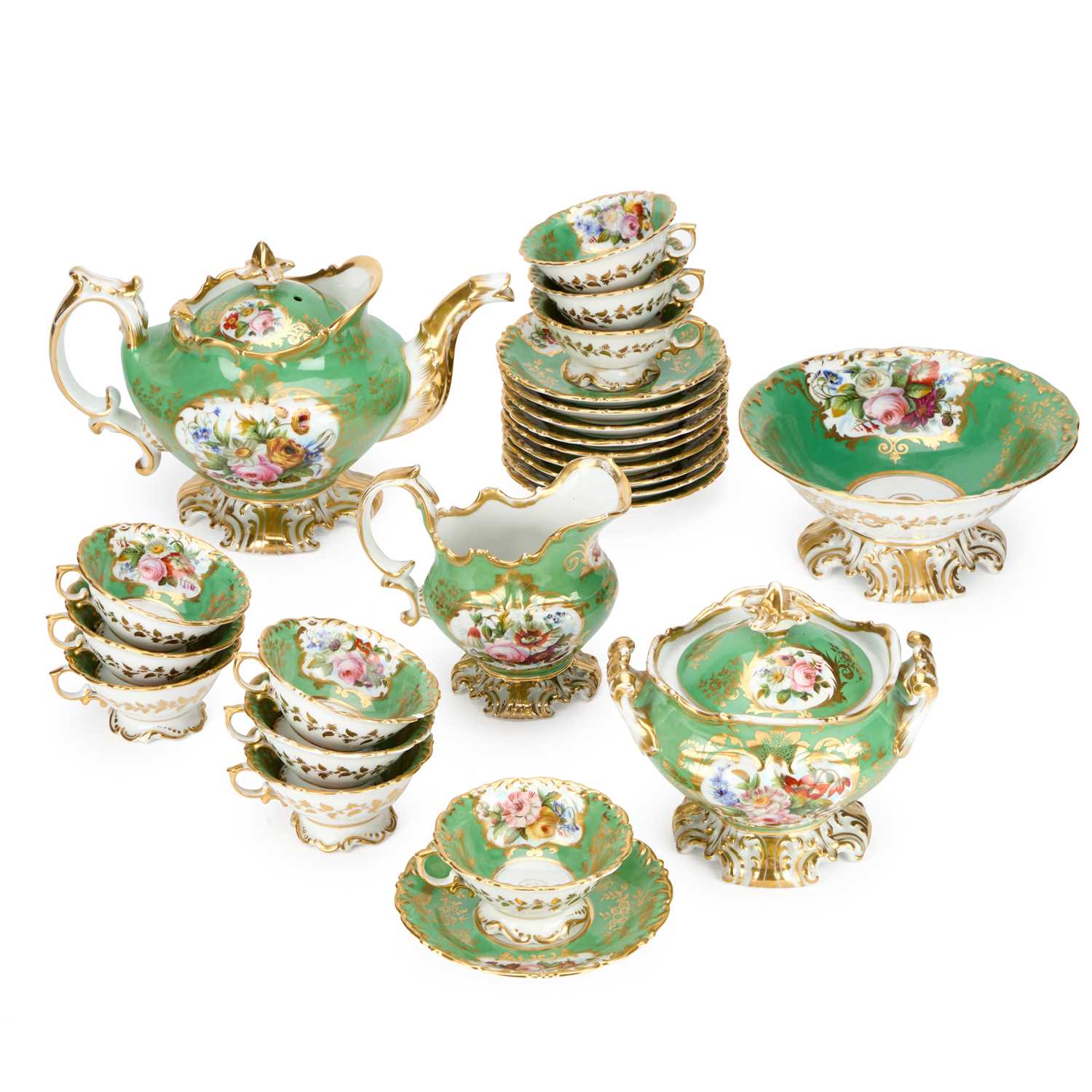 Lot A 19TH CENTURY ROCKINGHAM STYLE TEA SERVICE