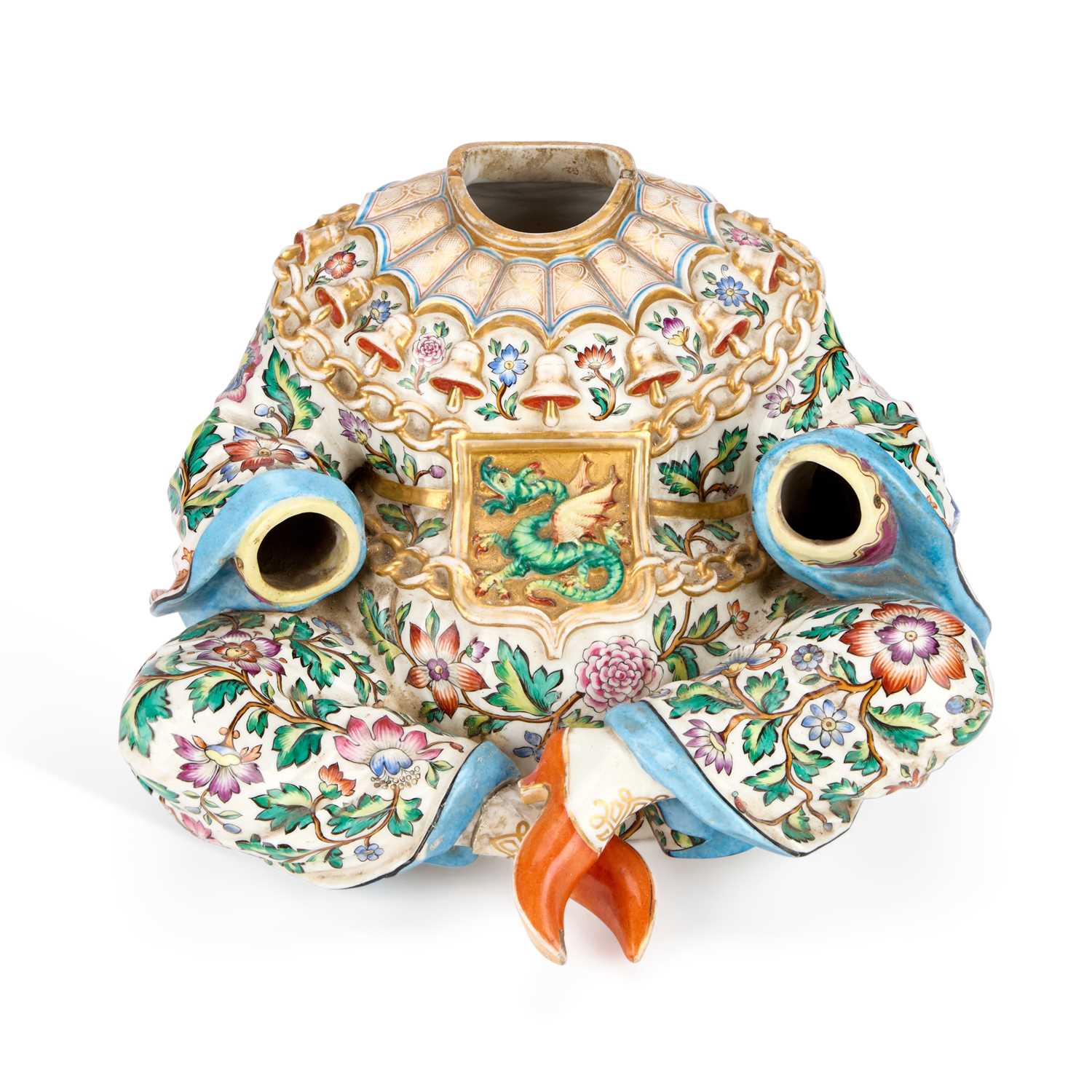 Lot 87 - A 19TH CENTURY CONTINENTAL PORCELAIN PAGODA FIGURE BASE