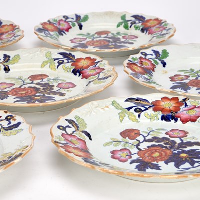 Lot A SET OF SIX ENGLISH IRONSTONE CHINA DESSERT PLATES