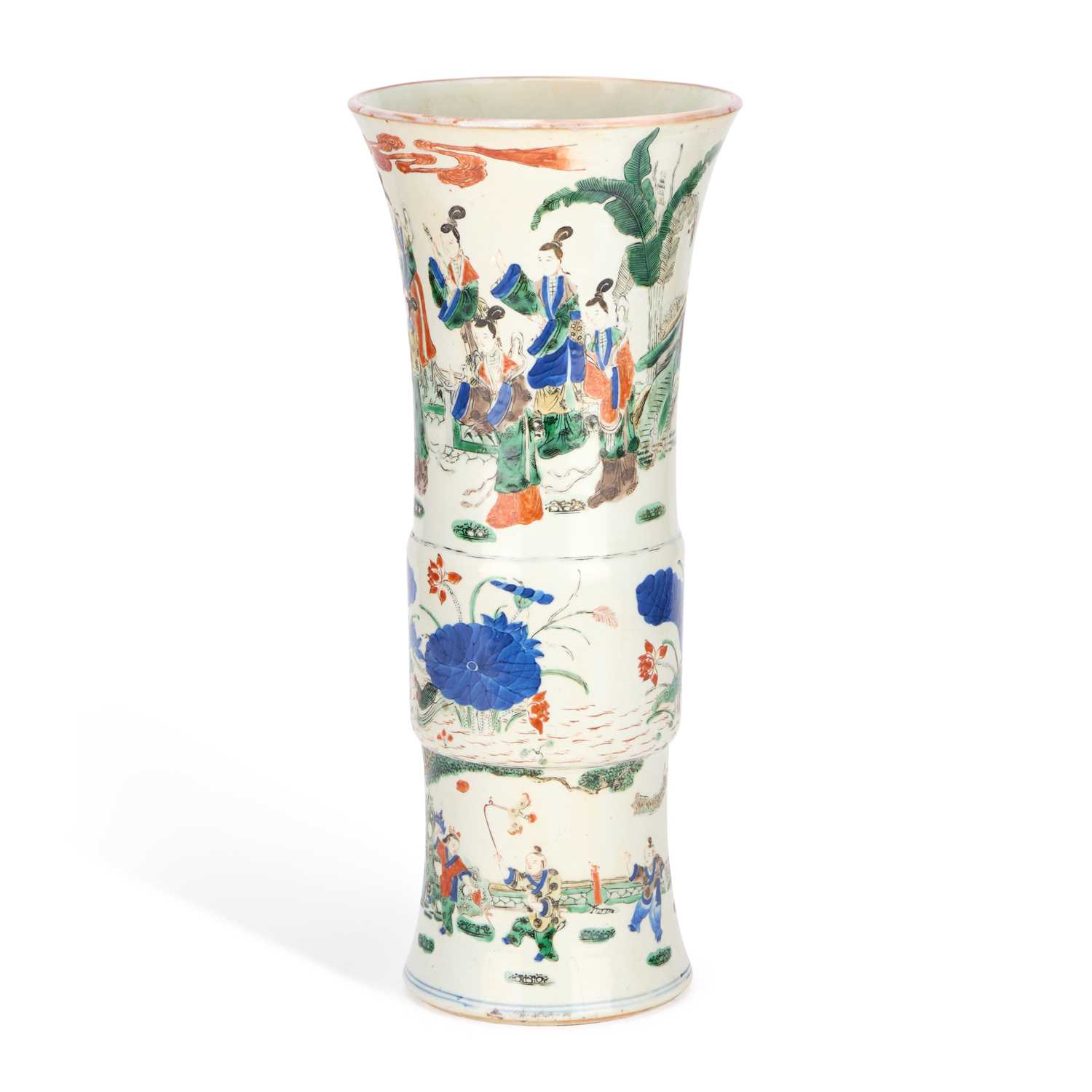 Lot A LARGE CHINESE WUCAI GU-FORM BEAKER VASE