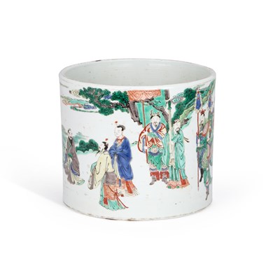 Lot 60 - A CHINESE FAMILLE VERTE PORCELAIN BRUSH POT