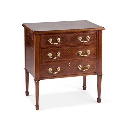 Lot 721 - AN EDWARDIAN INLAID MAHOGANY CHEST OF DRAWERS