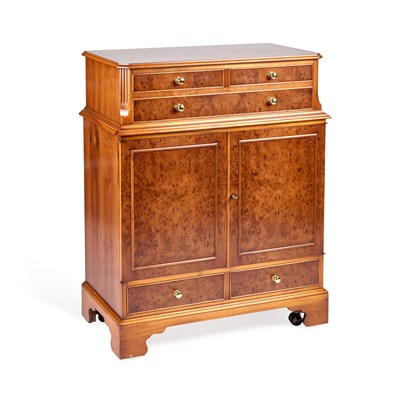 Lot 681 - A BURR YEW WOOD TV CABINET