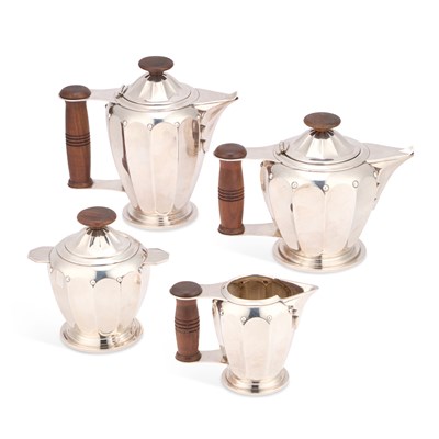 Lot 104 - A 1920S FRENCH SILVER-PLATED FOUR-PIECE TEA SERVICE