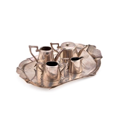 Lot 208 - AN EDWARDIAN SILVER MINIATURE TEA SERVICE
