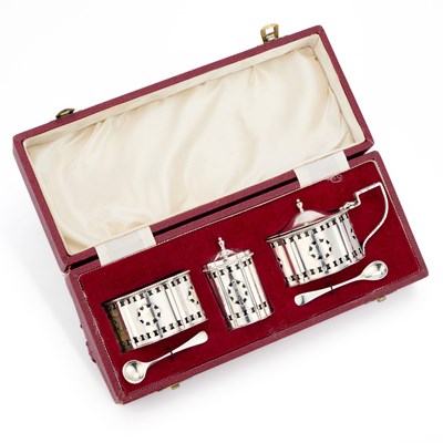 Lot 132 - AN ELIZABETH II SILVER CONDIMENT SET