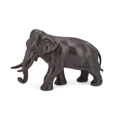 Lot 78 - A JAPANESE BRONZE MODEL OF AN ELEPHANT