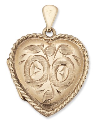 Lot 1613 - A 9 CARAT GOLD HEART LOCKET PENDANT