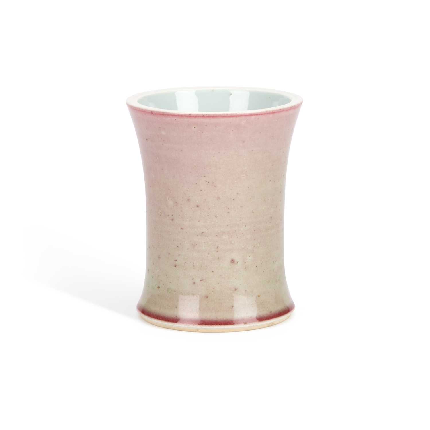 Lot 142 - A CHINESE FLAMBE-GLAZED PORCELAIN BRUSH POT