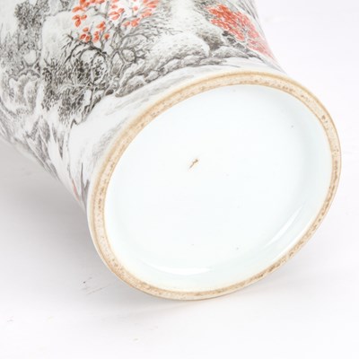 Lot 125 - A CHINESE IRON-RED AND GRISAILLE-DECORATED 'LANDSCAPE' MEIPING VASE