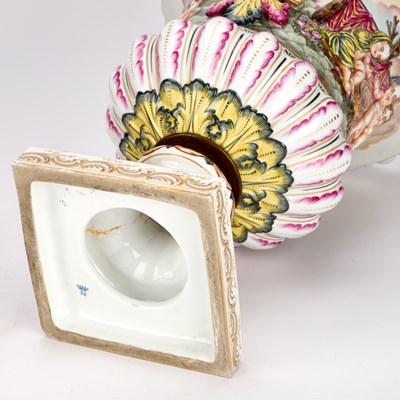 Lot TWO LARGE CAPODIMONTE PORCELAIN URNS