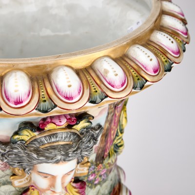 Lot TWO LARGE CAPODIMONTE PORCELAIN URNS