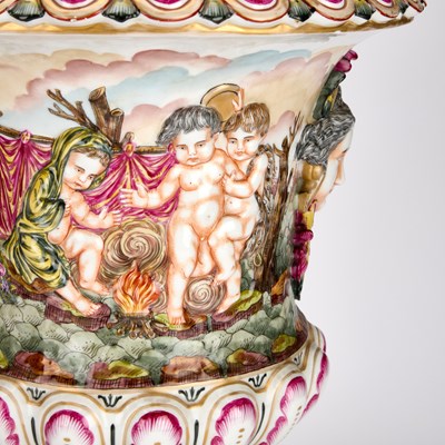 Lot TWO LARGE CAPODIMONTE PORCELAIN URNS