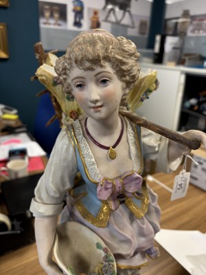 Lot 70 - A LARGE PAIR OF GERMAN BISQUE PORCELAIN FIGURES