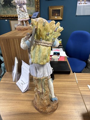 Lot 70 - A LARGE PAIR OF GERMAN BISQUE PORCELAIN FIGURES