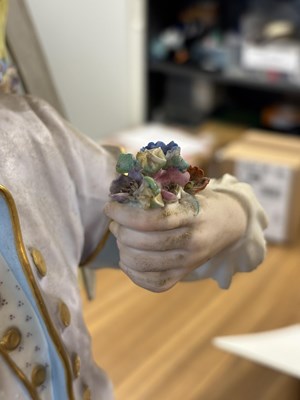 Lot 70 - A LARGE PAIR OF GERMAN BISQUE PORCELAIN FIGURES