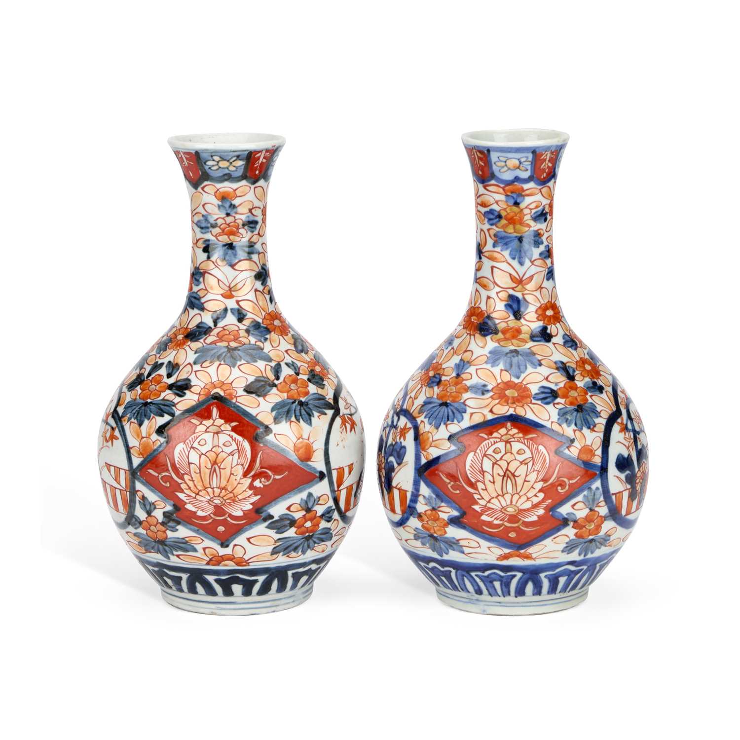 Lot A PAIR OF JAPANESE IMARI VASES
