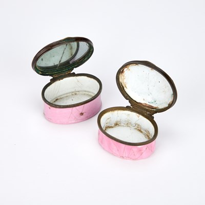 Lot TWO 18TH CENTURY SOUTH STAFFORDSHIRE ENAMEL PATCH BOXES