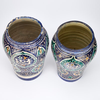Lot TWO TIN-GLAZED EARTHENWARE VASES