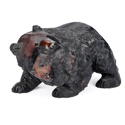 Lot 881 - A LARGE BLACK FOREST STYLE BEAR AND CUB