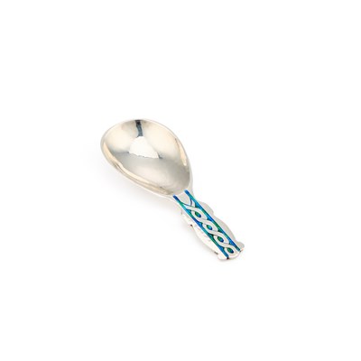 Lot 372 - A LIBERTY & CO SILVER AND ENAMEL CADDY SPOON