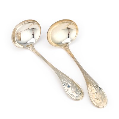 Lot 242 - TIFFANY & CO, A PAIR OF STERLING SILVER SAUCE LADLES